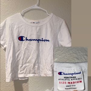 champion white crop top